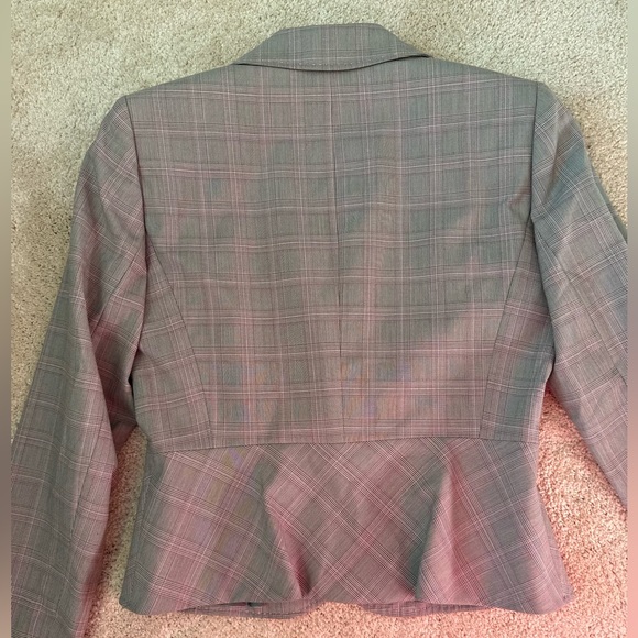 Tahari Arthur S Levine Glen Plaid Jacket Lined Peplum One Button Suit - Picture 4 of 6